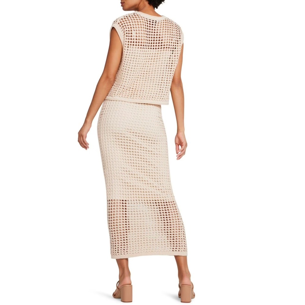 Steve Madden Womens Interior Lining Elastic Waist Crochet Skirt Beige Size M - Picture 4 of 7